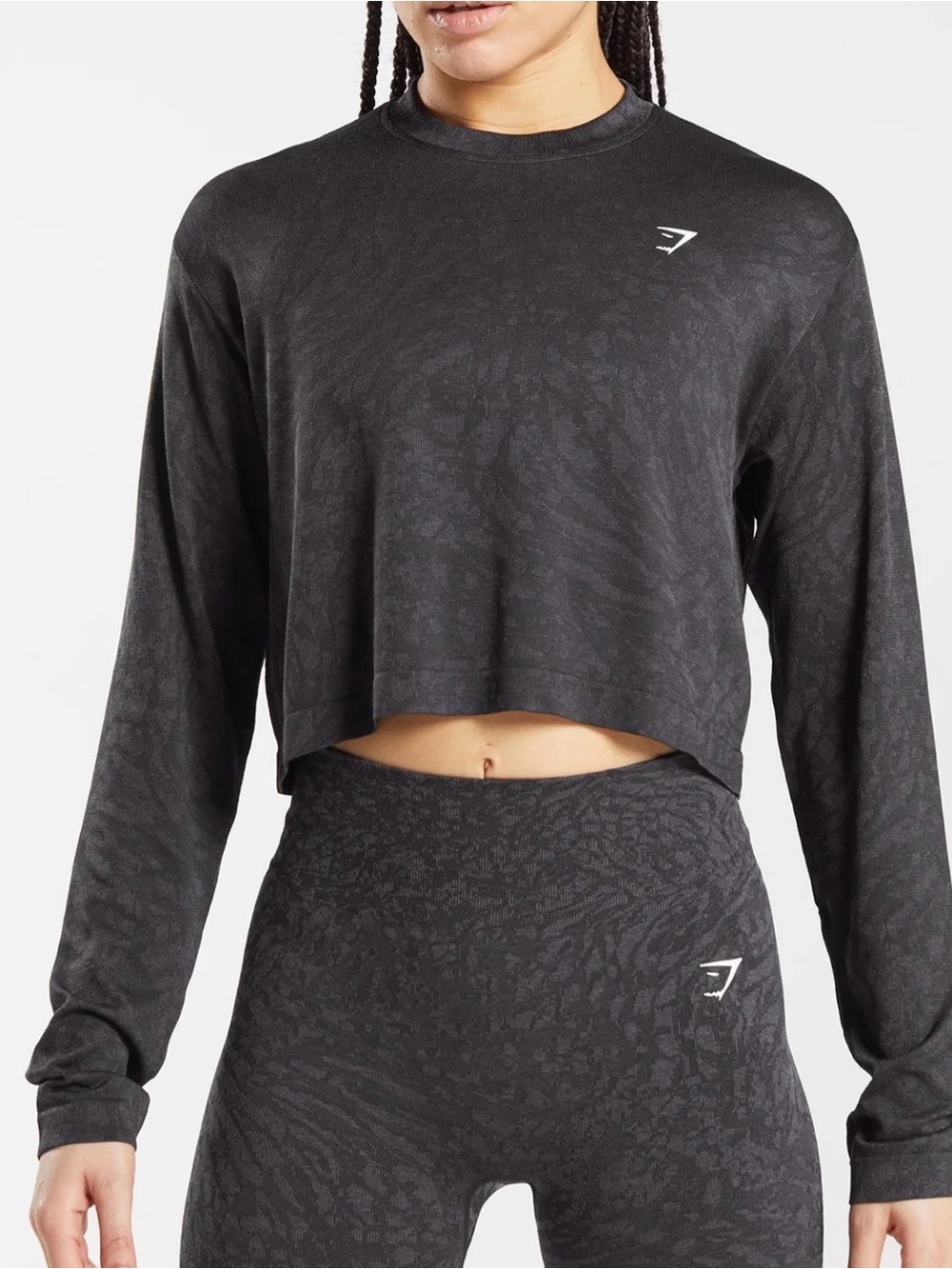 NWT Gymshark Adapt Animal Seamless Long Sleeve Top Wild Black Size Small